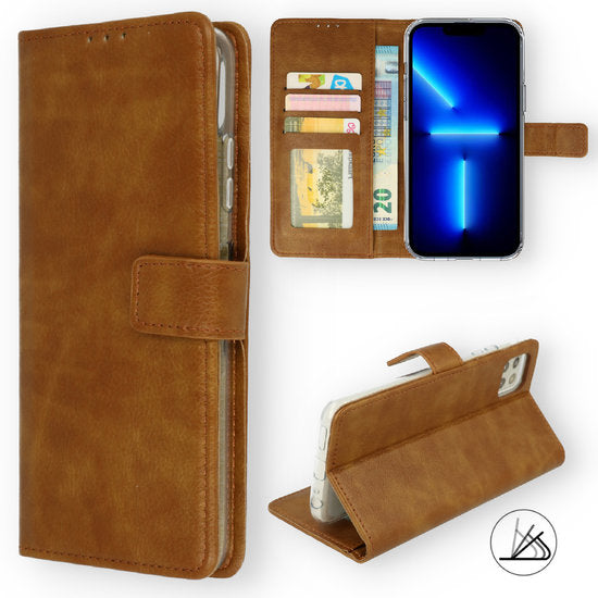 Motorola Moto E20 hoesje Bruin Bookcase Mapje - Wallet Case