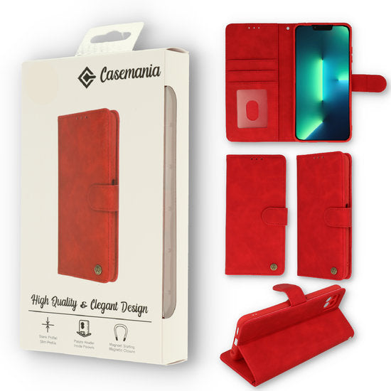 iPhone 13 hoesje mapje rood Bookcase wallet case met ruimte voor pasjes red color
