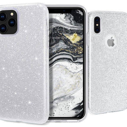 Samsung A13 4G hoesje glitters achterkant case zilver 