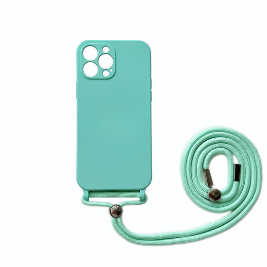 iPhone 12 Pro / iPhone 12 case 2mm Silicone with Cord Mint Green
