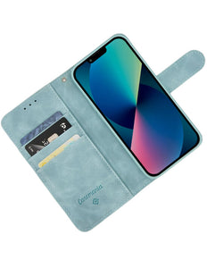 CaseMania iPhone 14 Pro Turquoise hoesje Suede High Quality Bookcase
