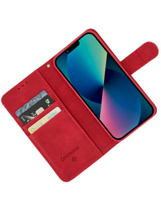 CaseMania iPhone 14 Plus Rood hoesje Suede High Quality Bookcase