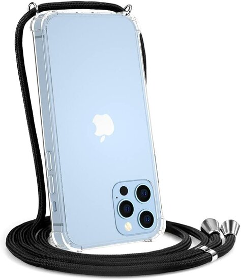 TeleGreen iPhone 14 Pro Max hoesje met Koord Anti Shock Transparant