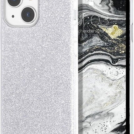TeleGreen iPhone 14 hoesje glitters case zilver