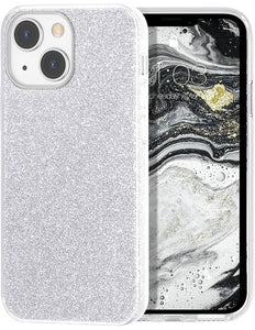 TeleGreen iPhone 14 hoesje glitters case zilver