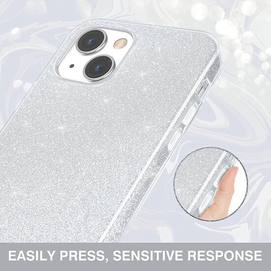 TeleGreen iPhone 14 Pro Hülle Glitzerhülle Silber