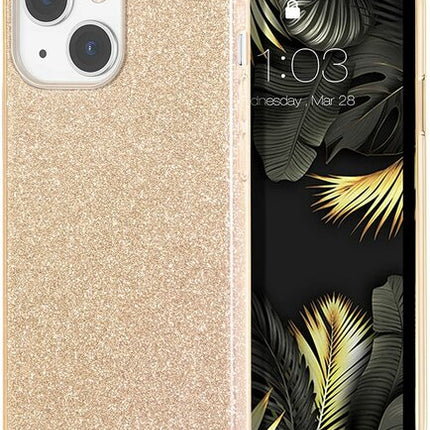 TeleGreen iPhone 14 Plus hoesje glitters case goud
