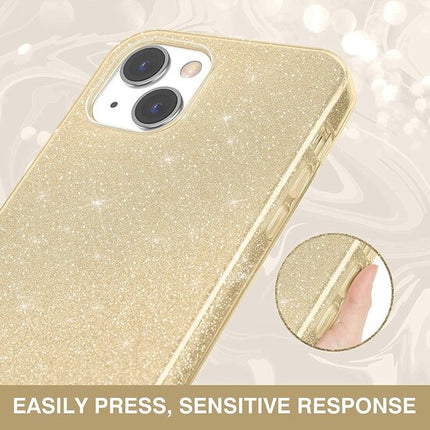 TeleGreen iPhone 14 hoesje glitters case goud