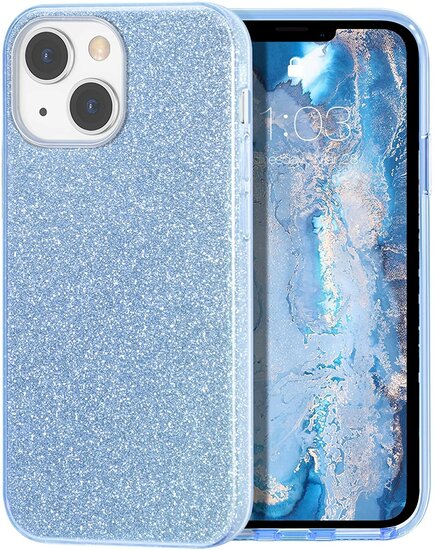 TeleGreen iPhone 14 Pro Max hoesje glitters case blauw