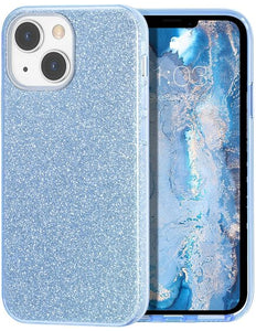 TeleGreen iPhone 14 Pro hoesje glitters case blauw