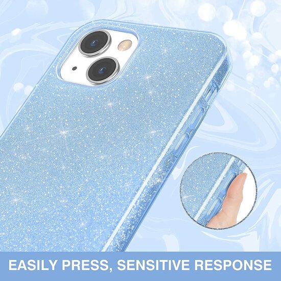 TeleGreen iPhone 14 Pro Max hoesje glitters case blauw