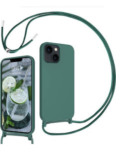 CaseMania iPhone 14 Plus hoesje 2mm Silicone met Koord Groen