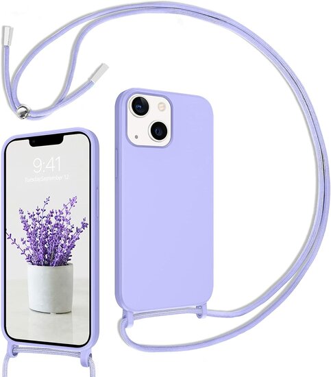CaseMania iPhone 14 case 2mm Silicone with Cord Lila