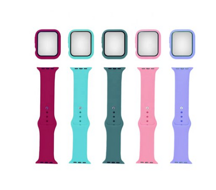 Watch 38 mm - Silicone Strap Band + 360 Case - Roze