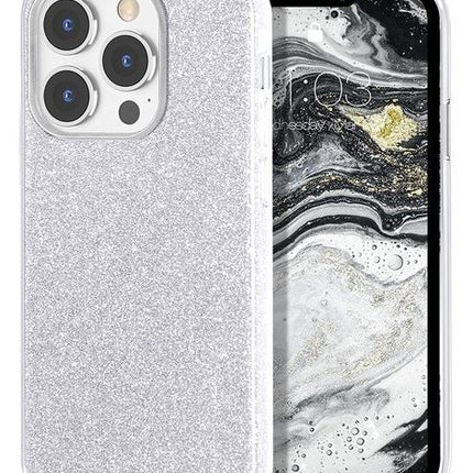 iPhone 13 Pro - Zilver hoesje bling bling glitters achterkant