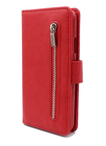 iPhone 11 Pro Max hoesje rood mapje met rits bookcover wallet case