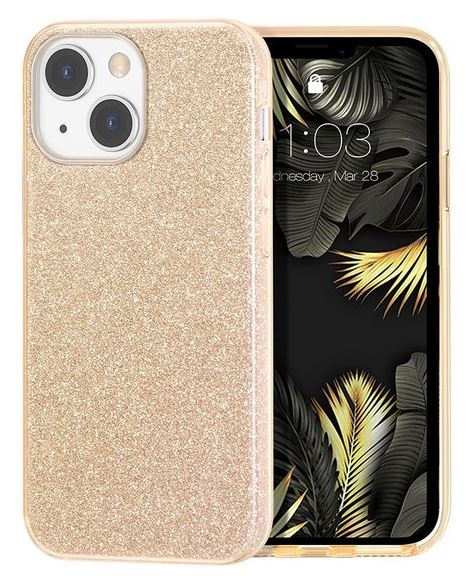 iPhone 13 - Goud hoesje bling bling glitters achterkant