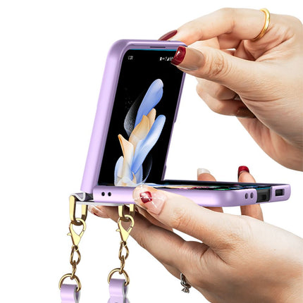 Samsung Galaxy Z Flip 4 hoesje fashion case met ketting roze