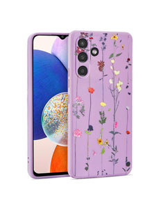 Samsung Galaxy A14 hoesje case garden print paars