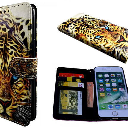 iPhone X / iPhone Xs hoesje Portemonnee dichtklap hoesje met Jachtluipaard tijger print
