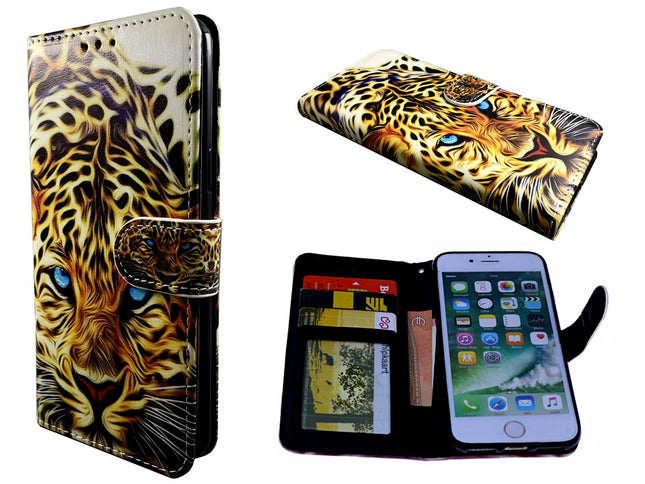 iPhone X / iPhone Xs Hülle Brieftaschen-Klapphülle mit Geparden-Tiger-Aufdruck