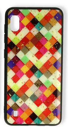 Samsung Galaxy A20e hoesje achterkant Glitter Marmer Backcover - Ruiten fashion case