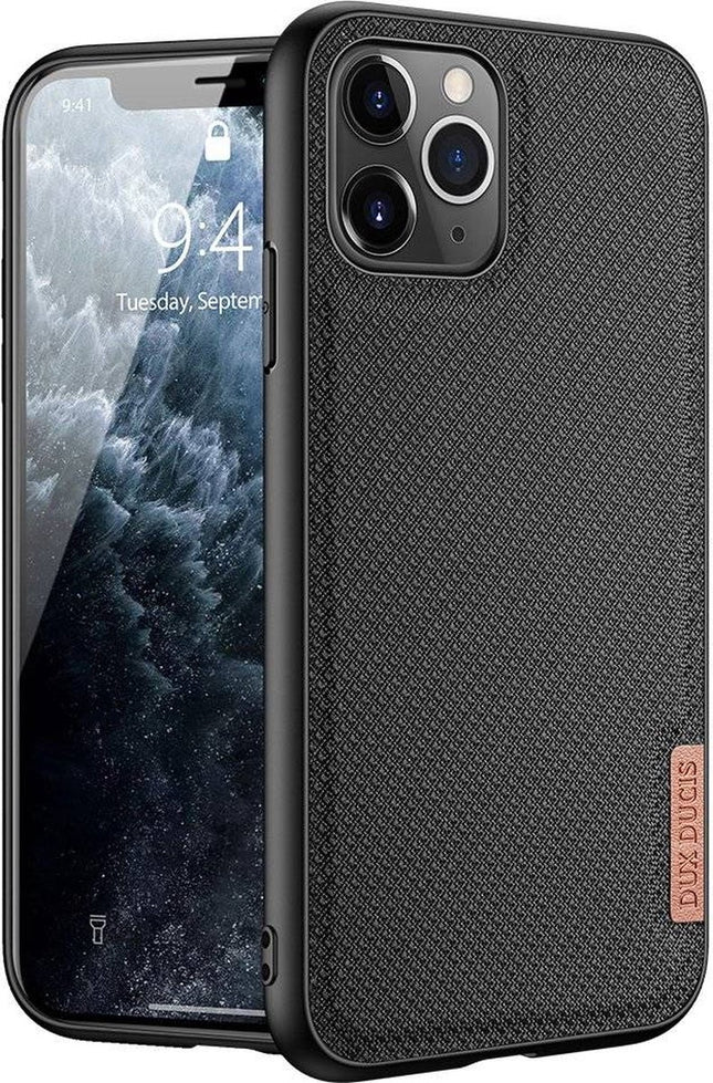 iPhone 11 Pro Max hoesje zwart Dux Ducis Fino case bedekt met nylon materiaal