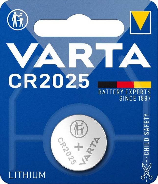 Battery CR2025 3,0V-170MA LITHIUM KNOOPCEL VARTA 20X2,5MM