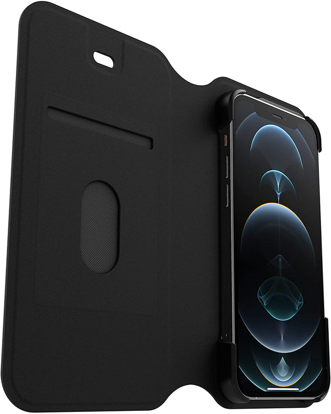 iPhone 12 / 12 Pro OtterBox Streamlined Soft Fall Protection Folio Case, Strada Via Series, Black