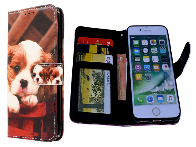 iPhone 7 Plus / 8 Plus Hülle Niedlicher Hundeaufdruck – Brieftaschenhülle im Booktype-Stil mit Hundeaufdruck