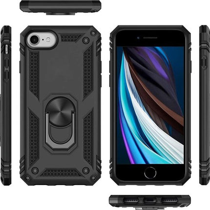 iPhone 6 / 6S Back Case Shockproof Case Cover Cas TPU Black + Kickstand