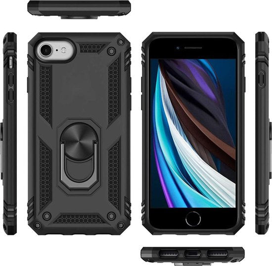 iPhone 6 / 6S Back Case Shockproof Case Cover Cas TPU Black + Kickstand