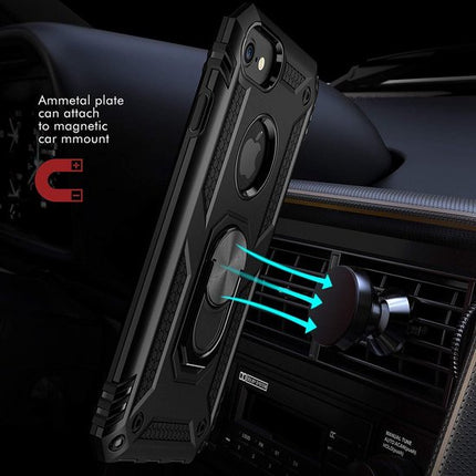 iPhone 6 /6S achterkant hoesje Shockproof Case Cover Cas TPU Zwart + Kickstand