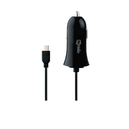 BeHello Car Charger with Micro-USB Charging Cable 1.2m 2.1A Black