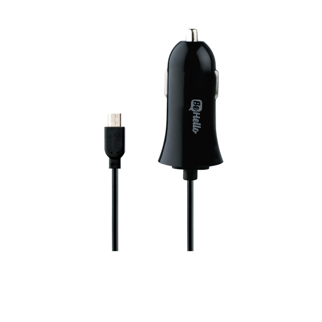 BeHello Car Charger with Micro-USB Charging Cable 1.2m 2.1A Black