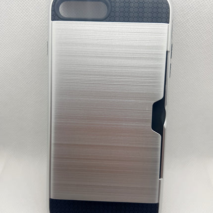 iPhone 7 plus/ 8 Plus hoesje zilver achterkant  met 1 ruimte voor pasje