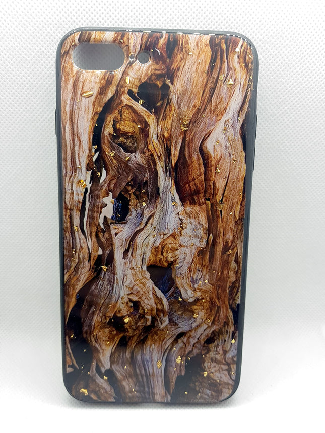iPhone 7 Plus/ 8 Plus Hülle mit Rückseite aus Holz, modisches kleines Glitzer-Design 