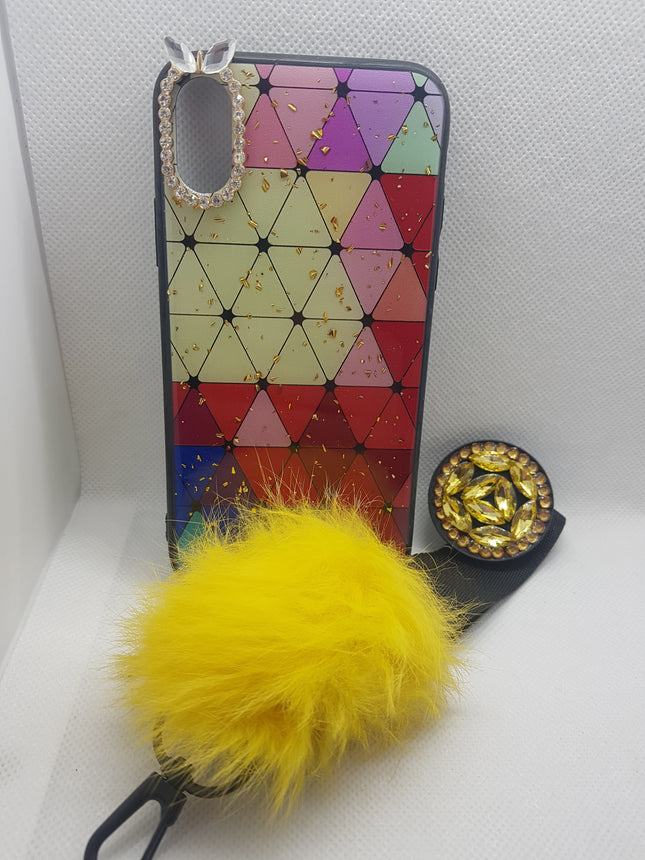 iPhone XS / iPhone X case back bling bling with pop holder socket fashion case 