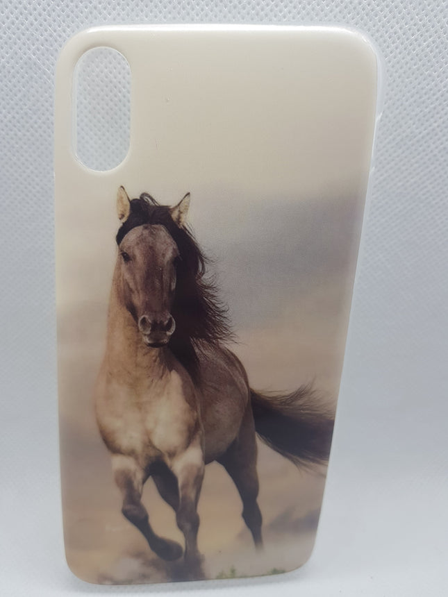 iPhone X / iPhone Xs Hülle Rückseite aus weichem Silikon mit Pferdemuster 