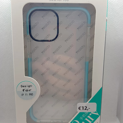 iPhone 11 Pro case back transparent blue edge anti-shock case