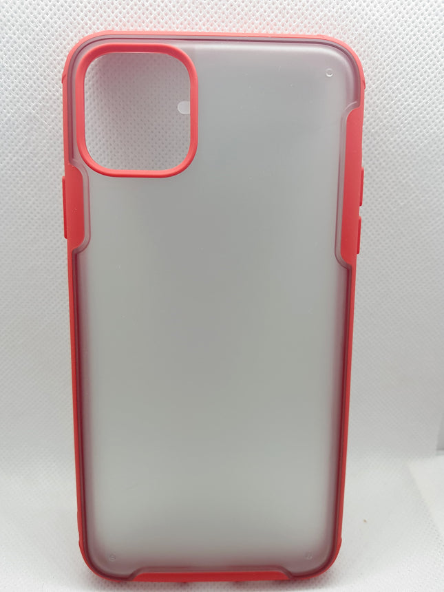 iPhone 11 Pro Max hoesje achterkant doorzichtig met rood rand antishock case