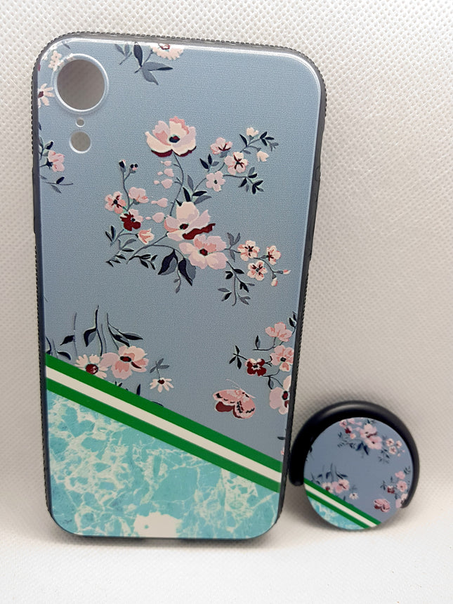 iPhone XR case back cover floral fashion with popsocket