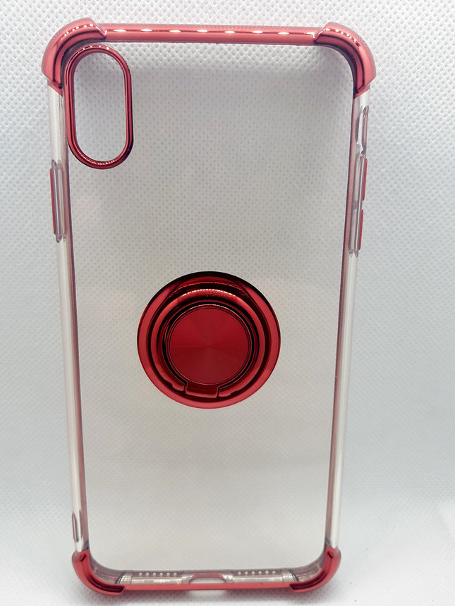 iPhone Xs Max Hülle Rückseite transparent mit rotem Rand Backcover