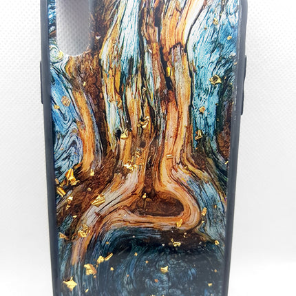 iPhone Xs Max hoesje achterkant hout fashion glitters backcover