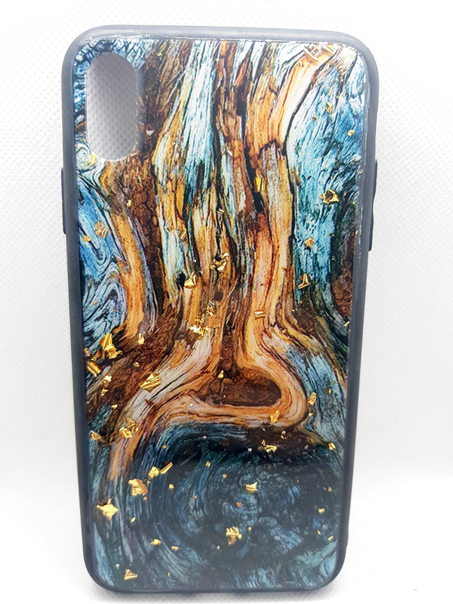 Rückseite der iPhone Xs Max-Hülle aus Holz mit modischem Glitzer