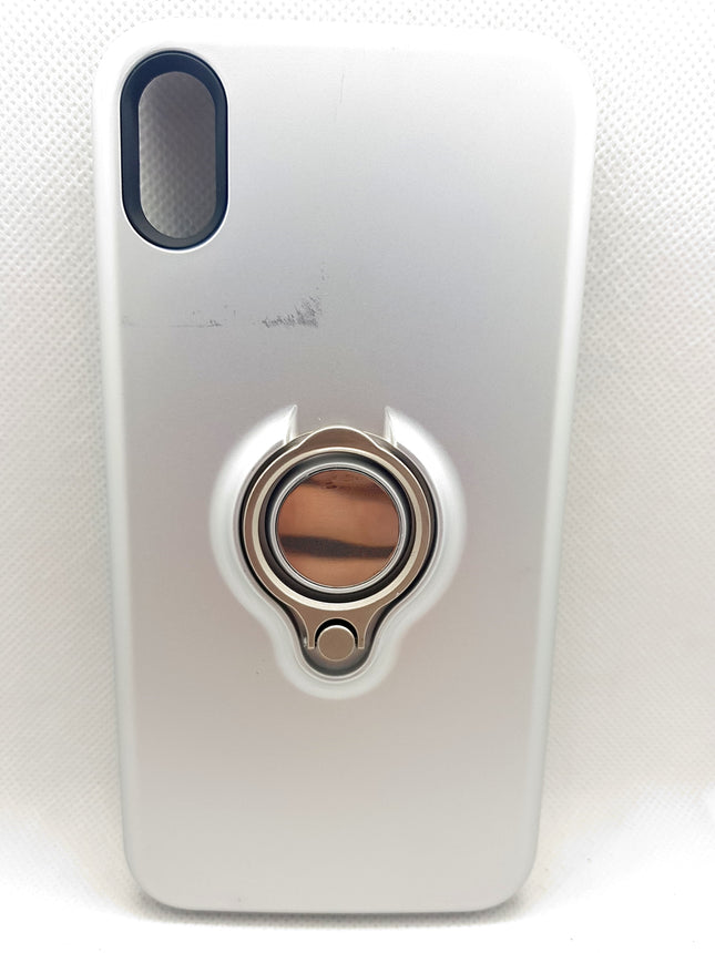 iPhone Xs Max Hülle hinten silber mit Fingerhalter-Rückseite