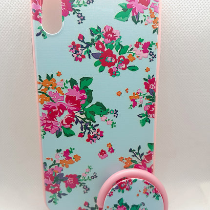 iPhone Xs Max case back flower with blue background fashion with popsocket back cover