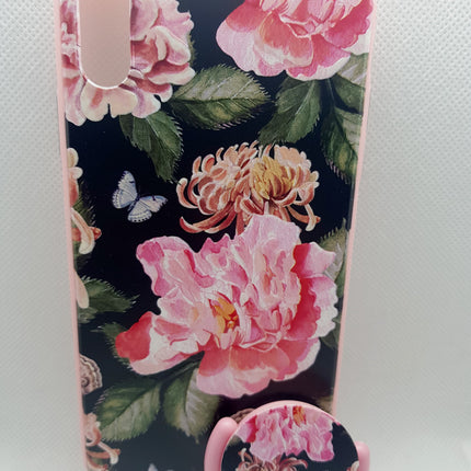 iPhone Xs Max-Hülle mit Blumenmuster und Popsocket-Rückseite