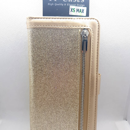 iPhone XS Max hoesje glitters fashion met rits mooie wallet case