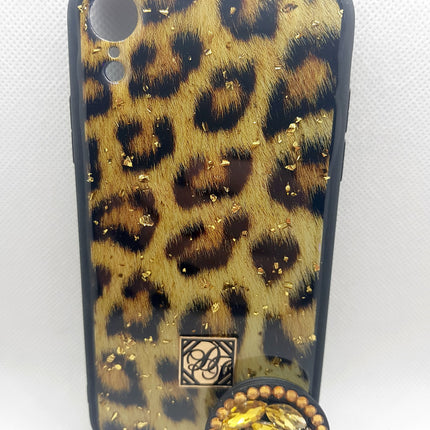 iPhone XR hoesje achterkant tijger panter luipaard fashion case met popsocket
